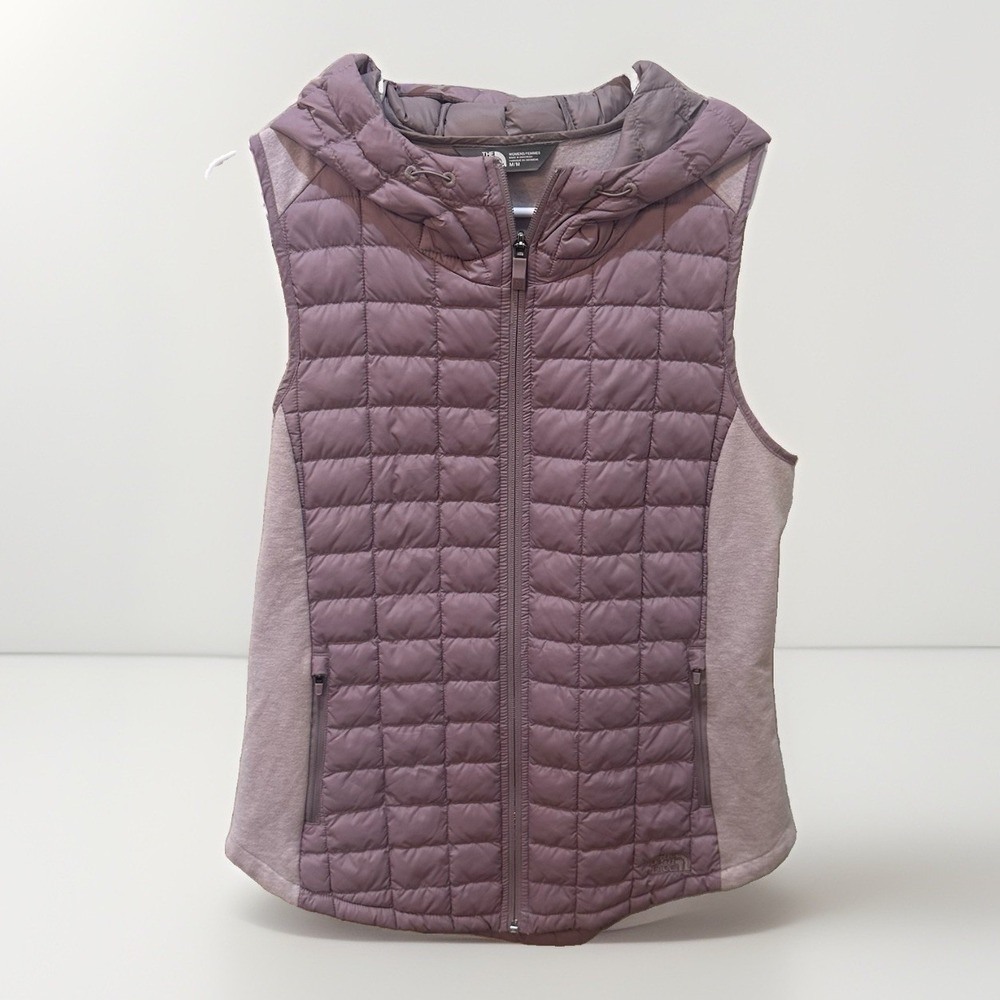 The North Face Womens Puffer Vest Purple Hooded Thermoball M Outdoor Hiking